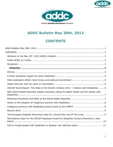 the May 30th, 2013 ADDC's Bulletin.