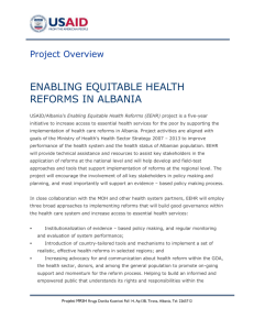 Project Overview ENABLING EQUITABLE HEALTH REFORMS IN