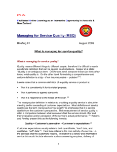 What is managing for service quality?