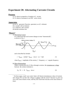 Experiment 2Q AC Circiuts: (II) The RL & RCL