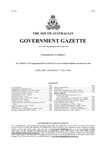 ALL PUBLIC ACTS appearing in this GAZETTE are to be considered