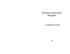 Distance Education Program LEARNER'S GUIDE 2012 PWU In