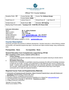 ITP100 Syllabus (Spring 2014 - (Tuesday