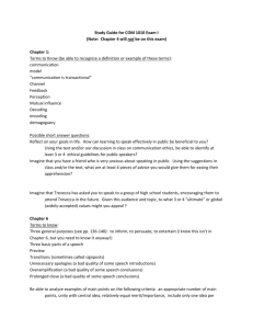 1010 Study Guide for COM 1010 Exam I Ross without chapter 4