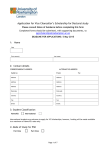 VC Studentships Application Form