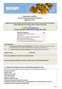 Application Form - University of Otago