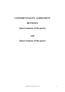 Vedlegg 1 Confidentiality Agreement