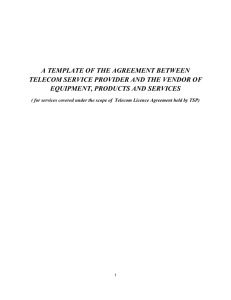 a template of the agreement between telecom service provider