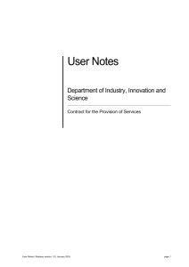 Contract User Notes - Department of Industry, Innovation and Science