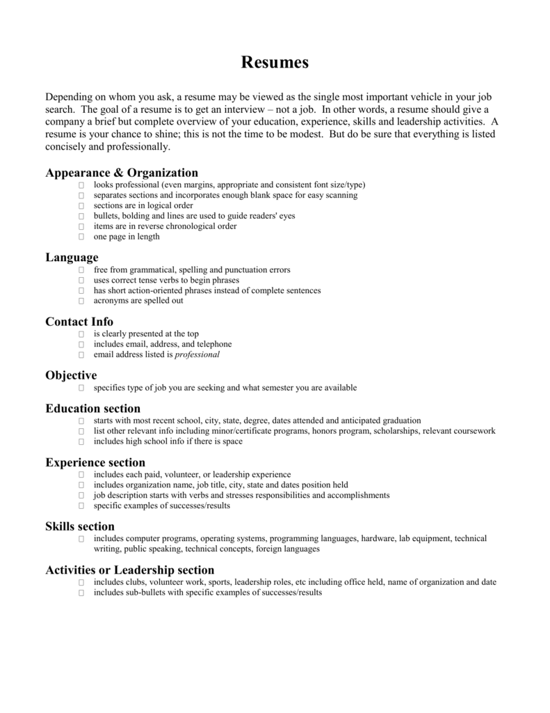 Appendix A Sample Resumes The Georgia Tech Internship