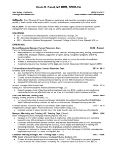 Resume of Kevin R. Panet