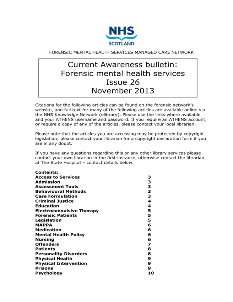 FORENSIC MENTAL HEALTH SERVICES MANAGED CARE