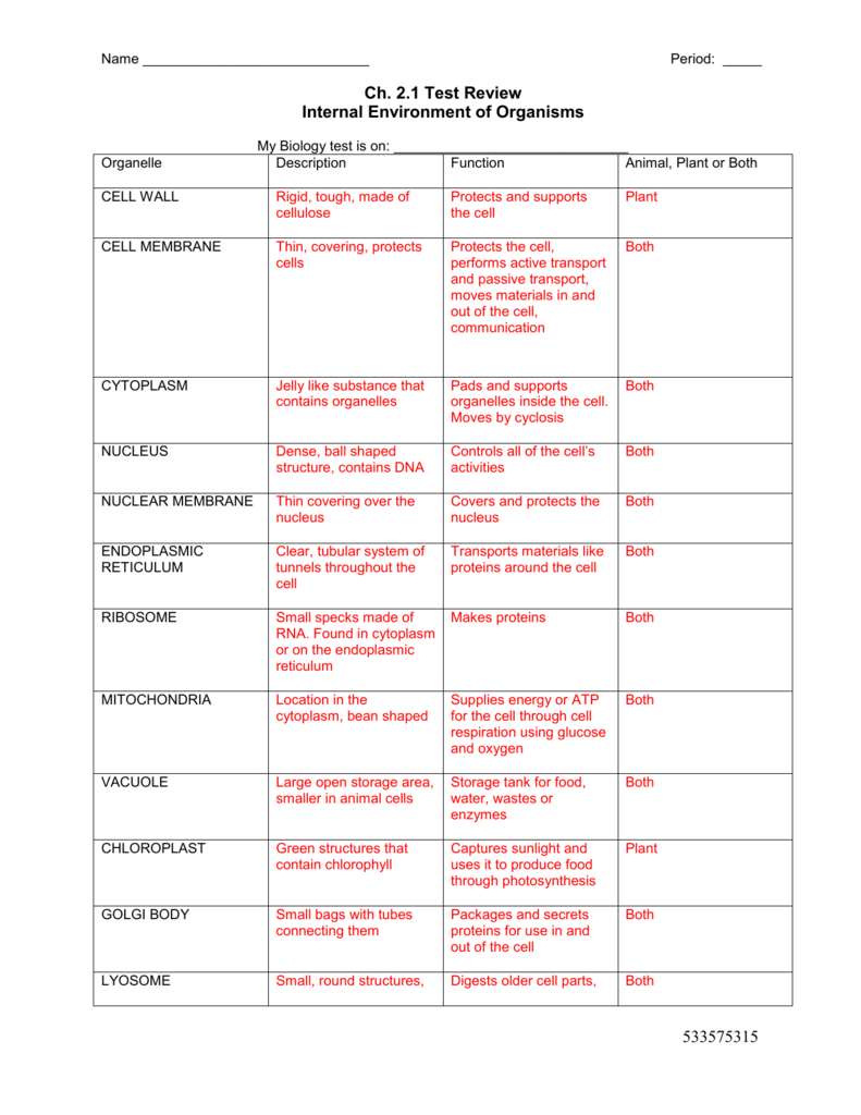 Cell Organelles Worksheet Inside Cells And Their Organelles Worksheet