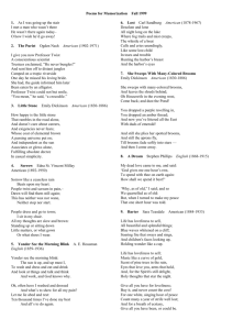 Poems for Memorization Fall 1999