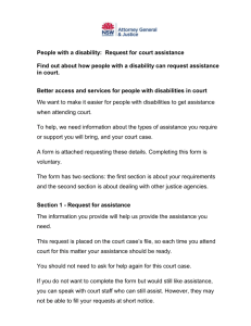 People with a disability: Request for court assistance