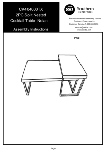 For assistance with assembly, contact: Southern Enterprises Inc