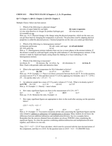 CHEM 1411 EXAM I (Chapters 1, 2, 3): 25 questions