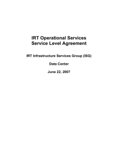 IRT Operational Services - Service Level Agreement