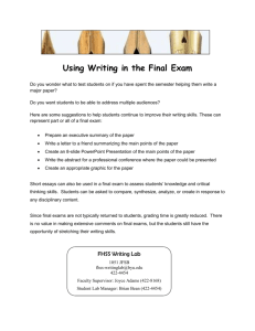 FHSS WL NL 2010/12 - Using Writing in the Final Exam