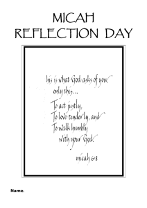 MT ALVERNIA Yr 10 Micah Reflection Day