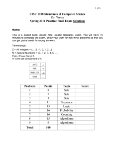Spring 2011 Practice Final Exam Solutions