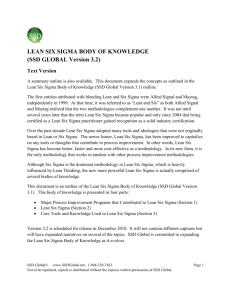 LEAN SIX SIGMA BODY OF KNOWLEDGE (SSD GLOBAL Version