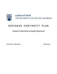 Administrative Business Continuity Plan Template
