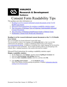 Tips on Preparing Understandable Informed Consent Documents