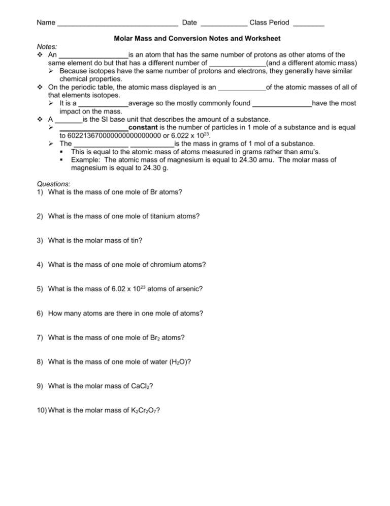 skills worksheet problem solving mole concept answers