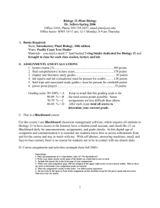 Plant Biology Syllabus