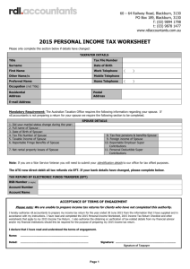 PERSONAL INCOME TAX WORKSHEET – 2003