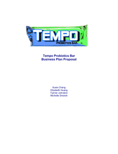 Tempo Probiotics Bar Business Plan Proposal Tempo Probiotics Bar
