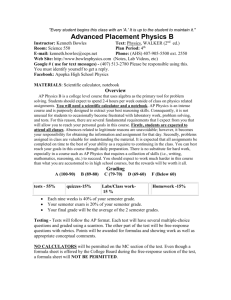 2010 AP Physics B Semester 1