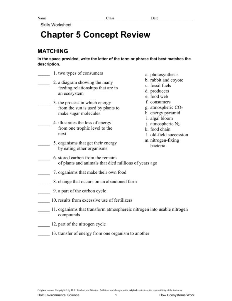 Chapter 22 Concept Review With Regard To Critical Thinking Skills Worksheet