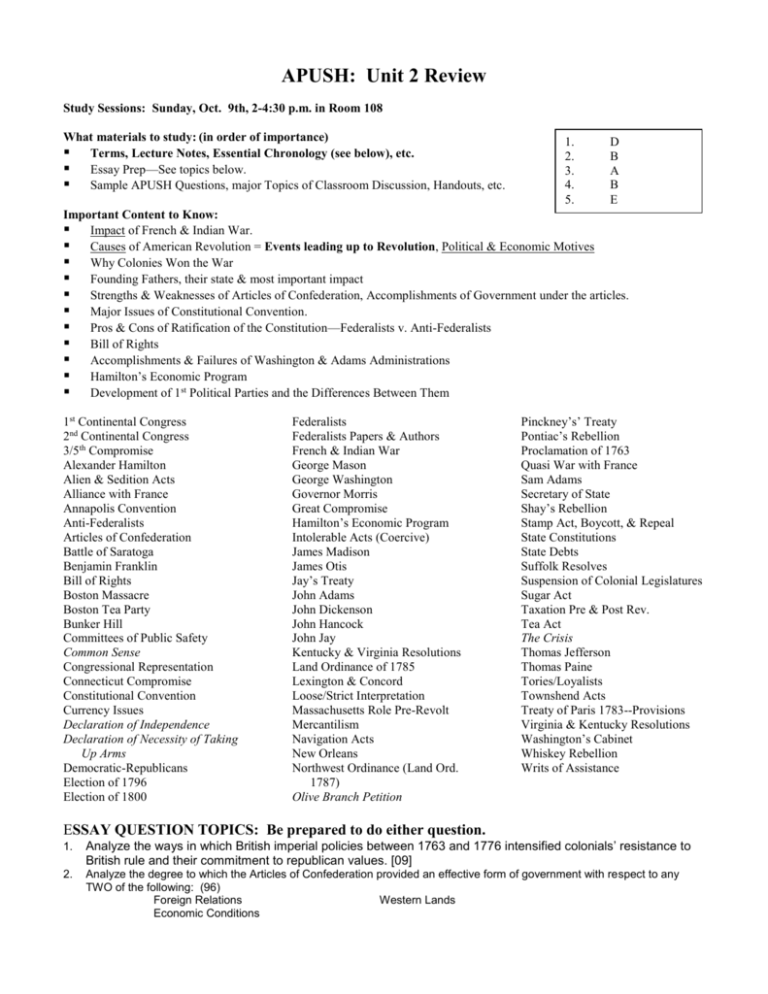 APUSH Unit 1 Review Mysocialstudies info