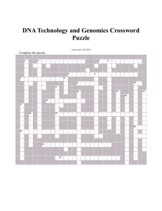DNA Technology and Genomics Crossword Puzzle