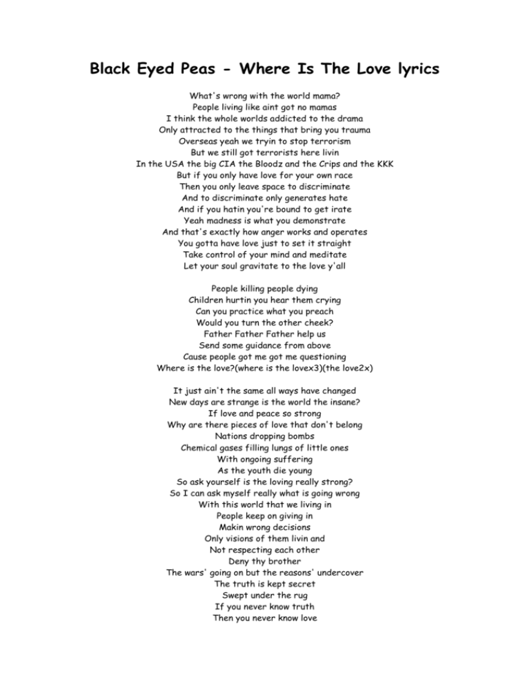 Блэк перевести. The Black eyed Peas текст. The Black eyed Peas where is the Love. Текст where is the Love Black eyed. Black eyed Peas перевод.