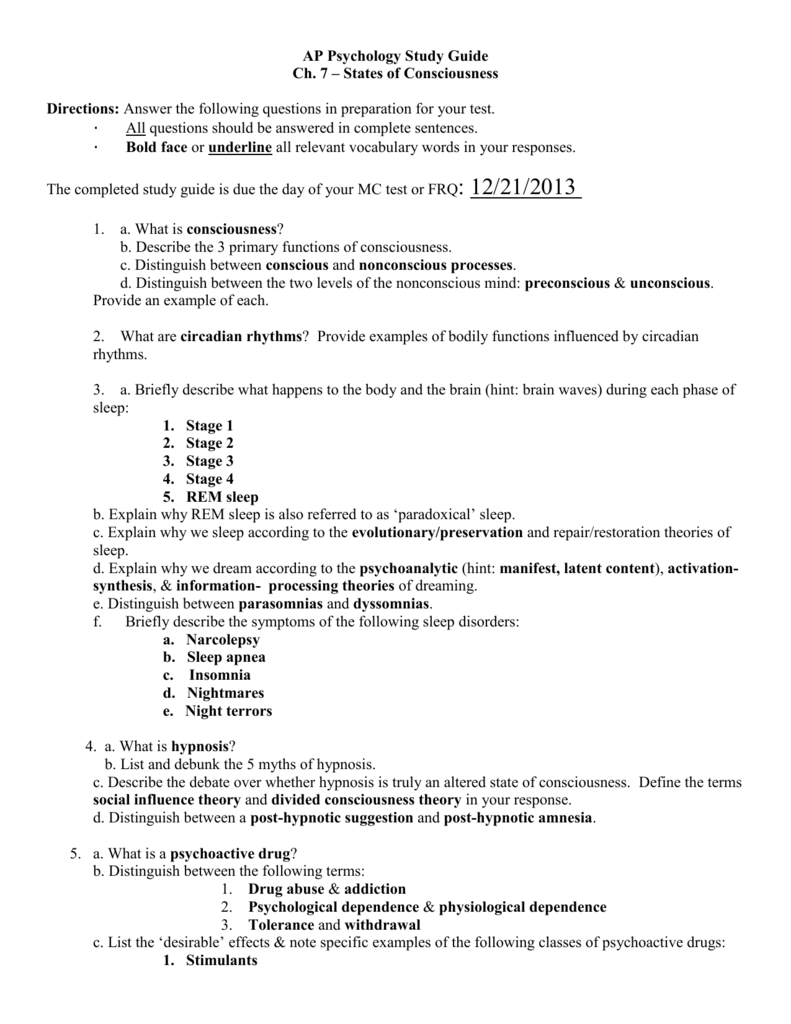 Chs 7 Consciousness