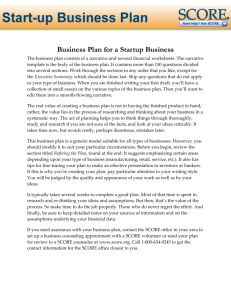 Business Plan for a Startup Business