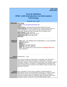 CPSC 1105 Fall 2010 Syllabus - TSYS School of Computer Science