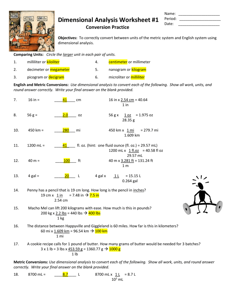 Check answers to DA WS #11 - ANSWER KEY Inside Dimensional Analysis Worksheet Key