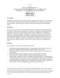 MBA 6611 - the Sorrell College of Business at Troy University