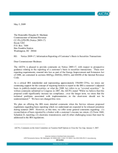 Letter to IRS Commissioner Shulman RE: Notice 2009-17