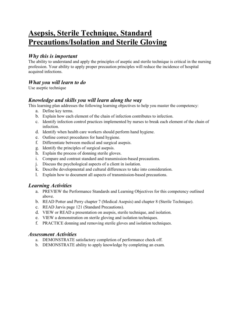 standard principles of asepsis