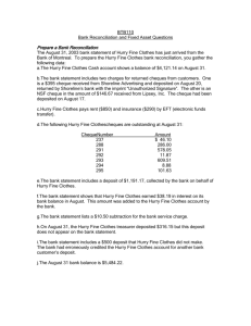 Bank Reconciliation and Fixed Asset Questions