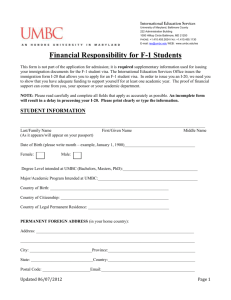 Financial Responsibility for F-1 Students This form is not part of the