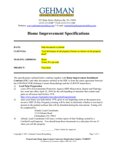 Home Improvement Specifications – Gehman