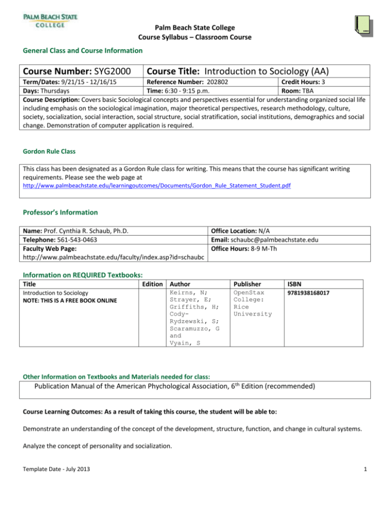 Palm Beach Community College Sociological Imagination 2000