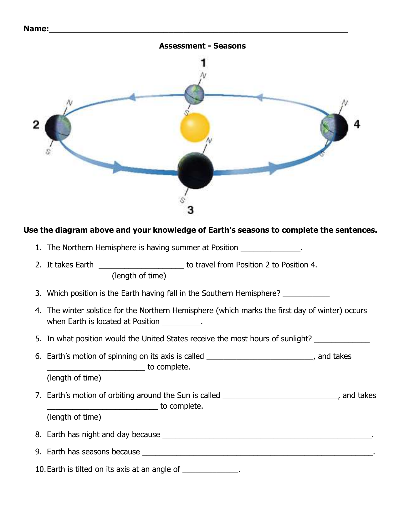 seasons diagram worksheet