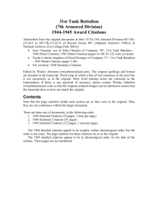 31st Tank Battalion 1944 and 1945 Award Citations